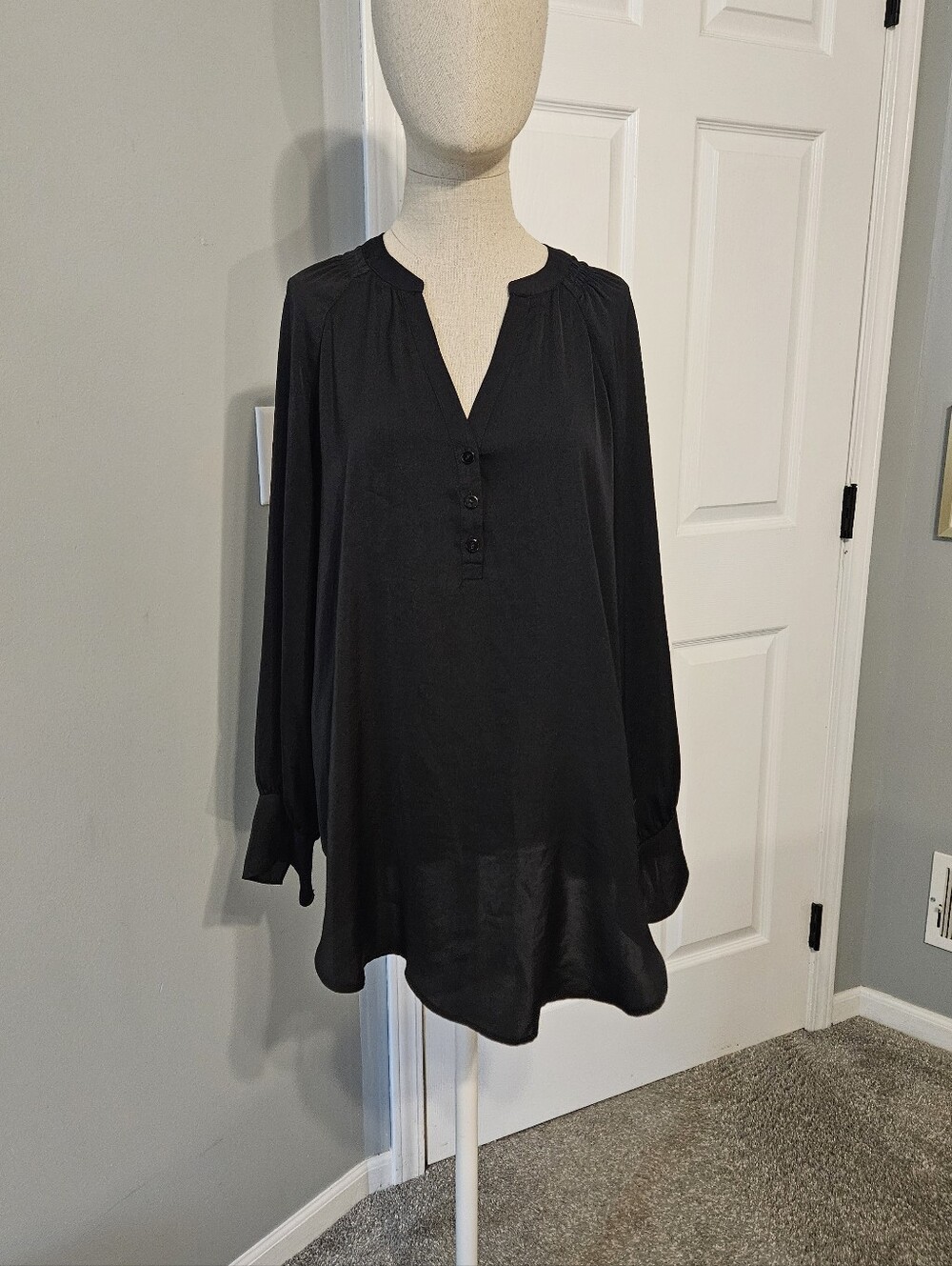 Ingrid & Isabel Maternity Black Button-Front V-Neck Tunic